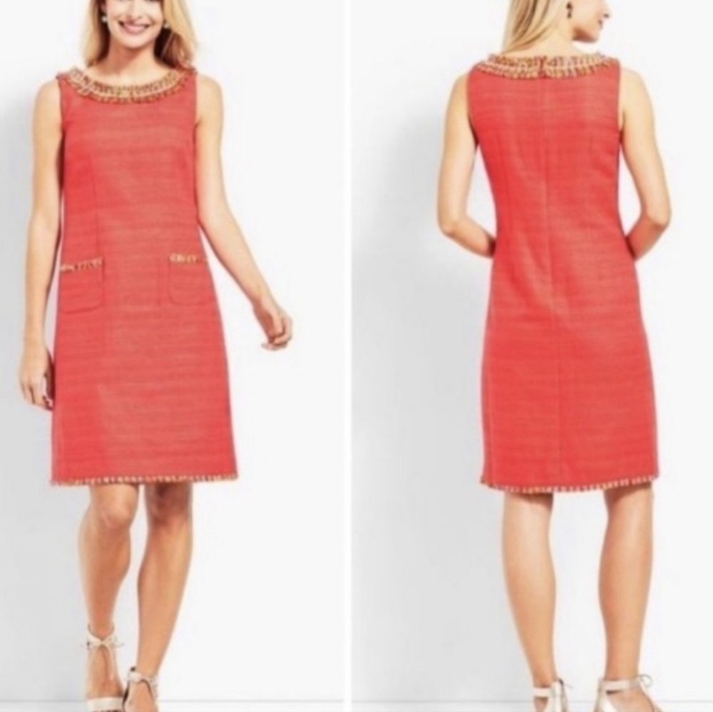 Talbot's size 18 fringy sheath dress in rich orange. Excellent condition.
